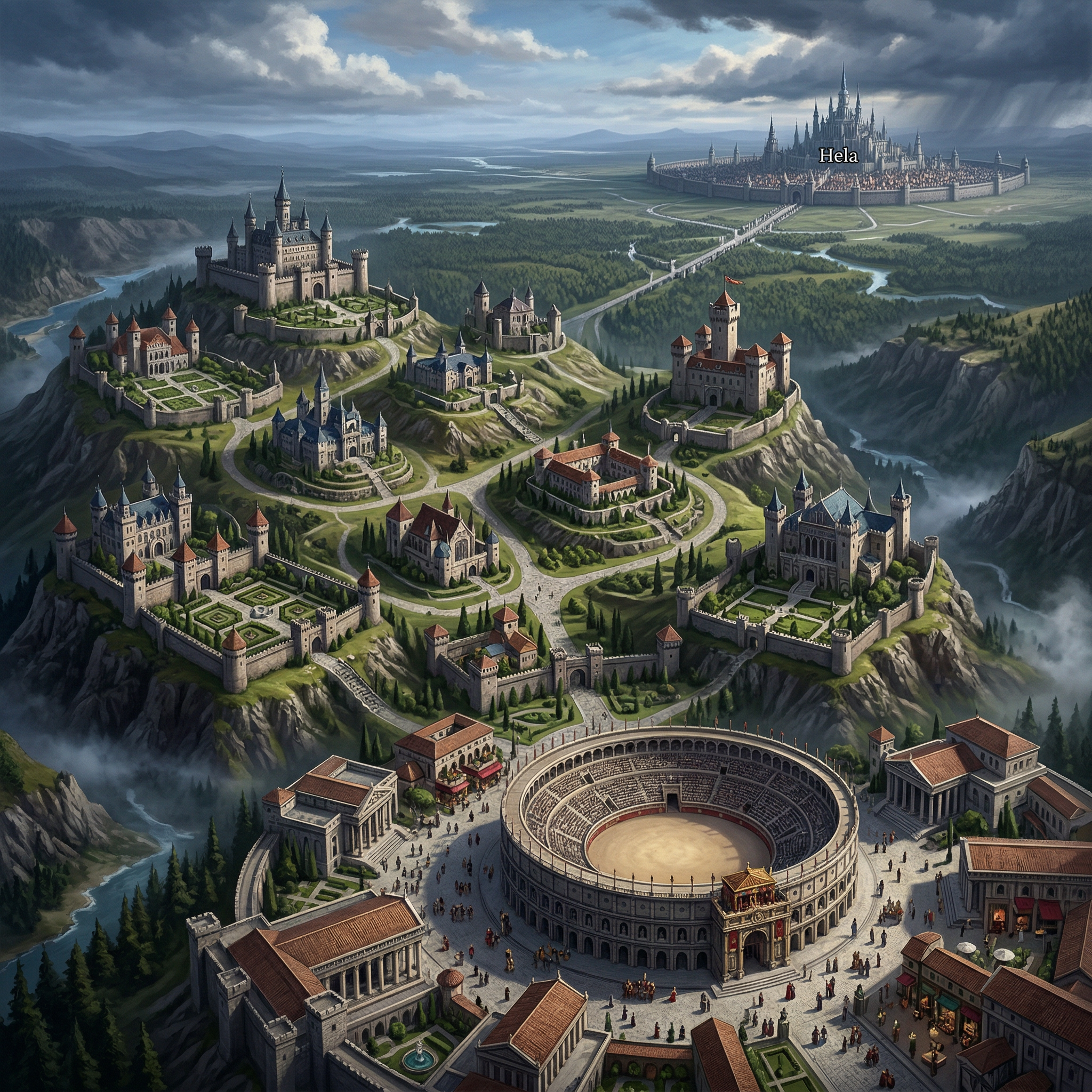 Queensguard, a fortified Helation arena district below the capital of Hela.