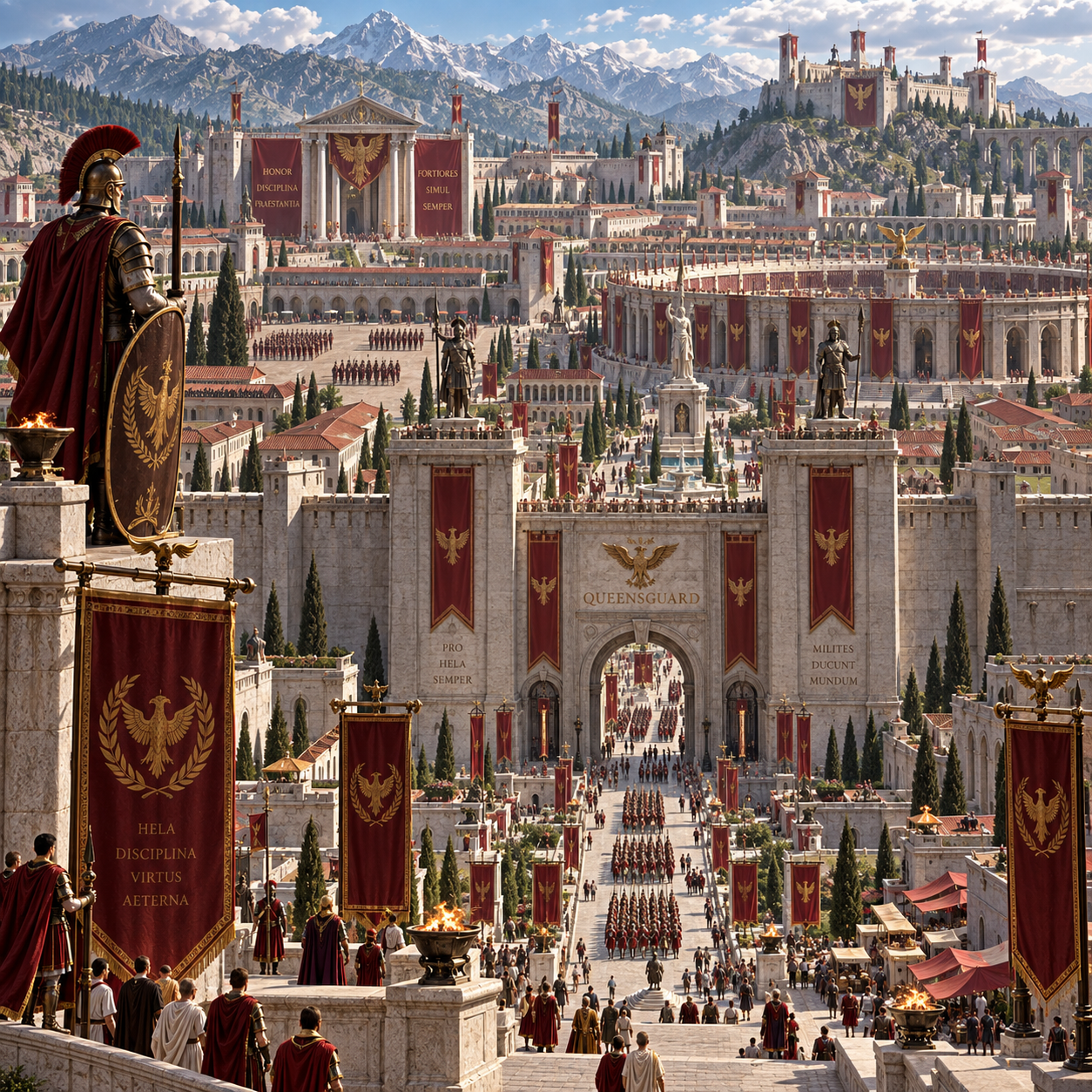 Queensguard, a fortified Helation arena district below the capital of Hela.