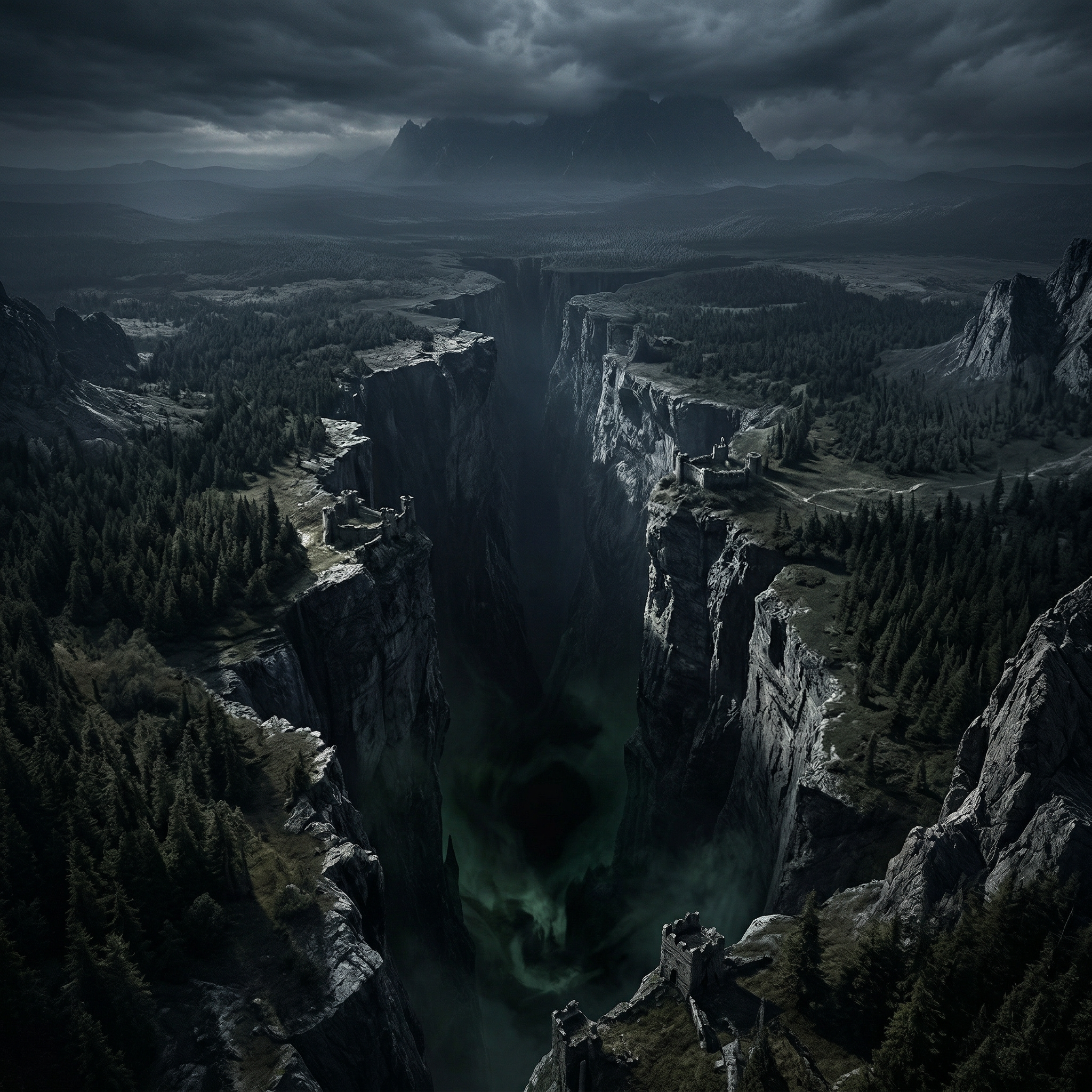 The Rift, a vast chasm frontier used as a grim arena circuit in Menfelled.
