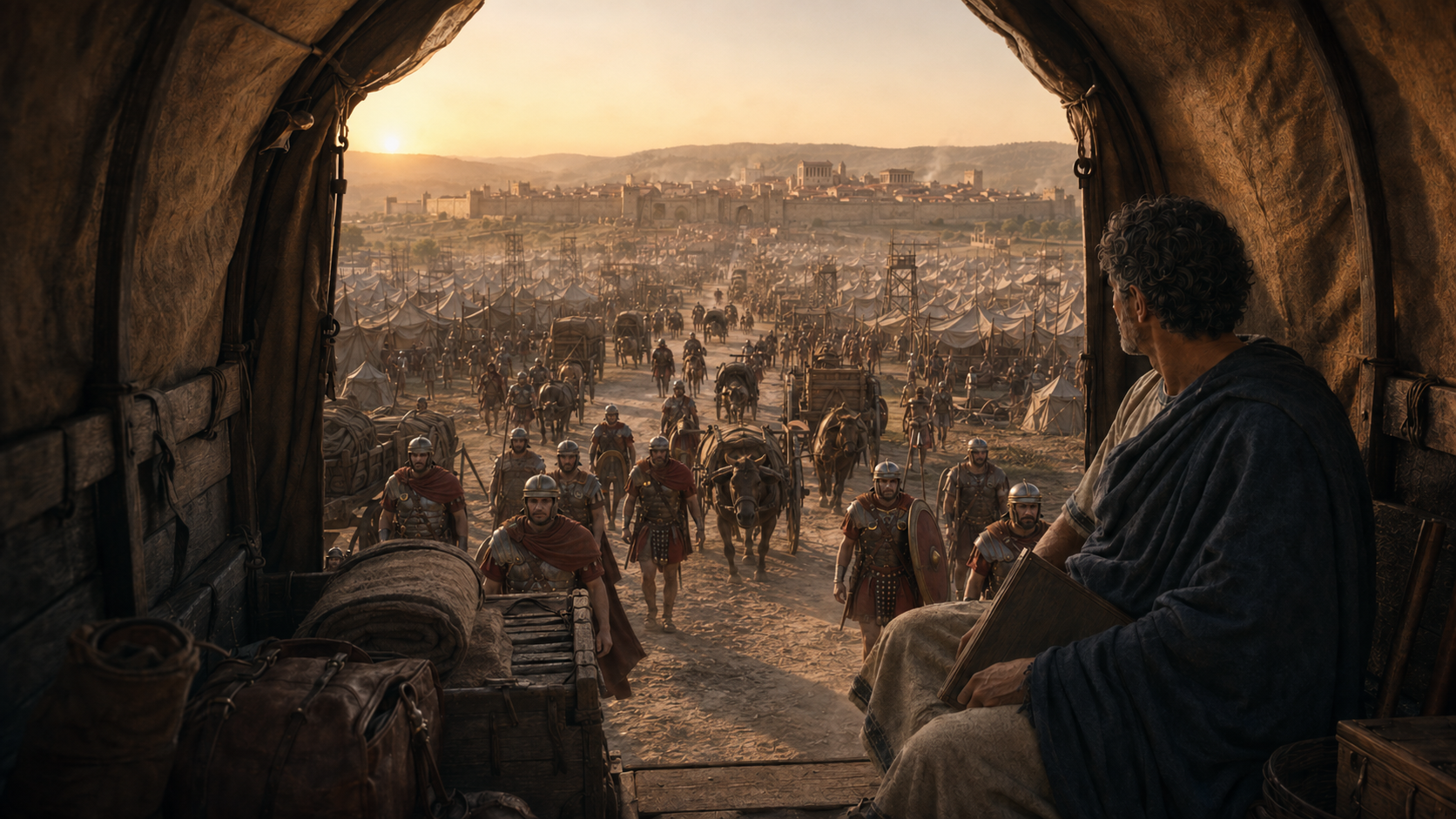 Roman and Dacian forces meeting in a mountain valley